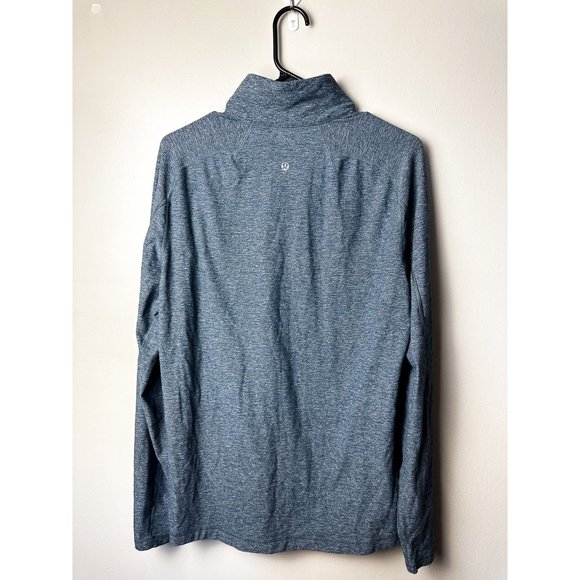 Lululemon Mens 1/4 Zip Pullover Heather Long Sleeve Top Athletic Medium Blue - Picture 5 of 7